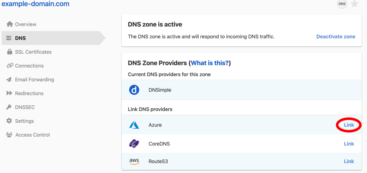 Add Azure DNS Zone Provider