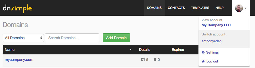 Domains in a Personal account