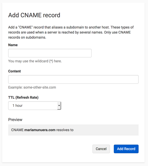 Add CName form