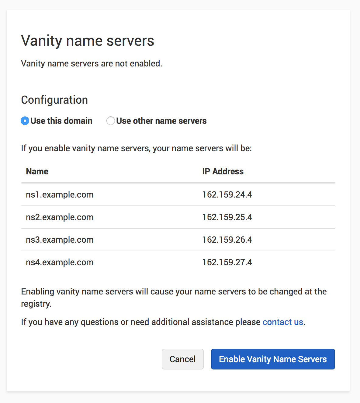 Vanity Name Servers