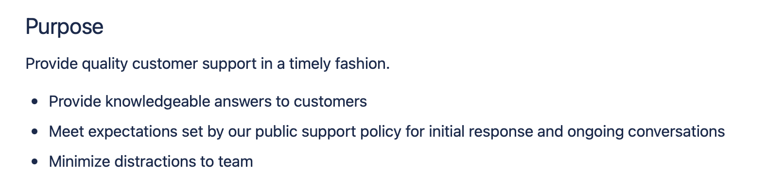 description from support policy